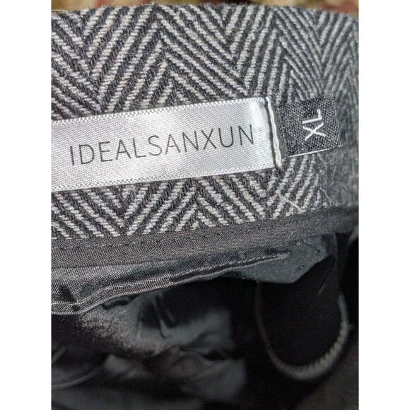IDEALSANXUN Women's Black White A-Line Skirt XL Wool Blend Herringbone Lined - Picture 8 of 9